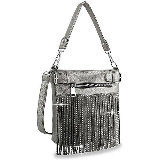 Handbag Factory Corp - Classic Fringe Convertible Crossbody: Black / ONE SIZE