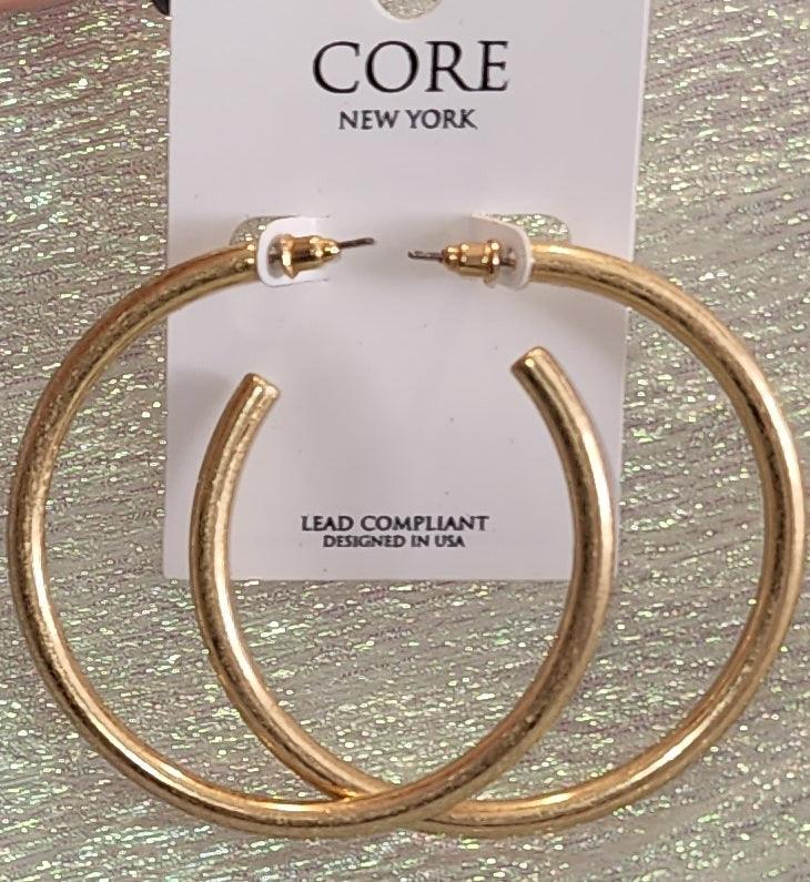 Goldtone Hollow Hoop Earrings - The Fringe Spa'Tique