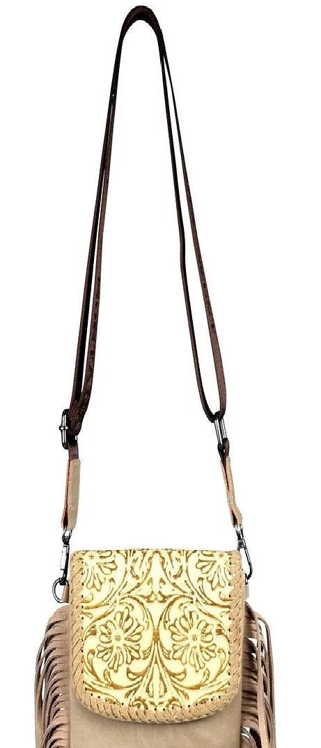 Montana West 100% Genuine Leather Tooled Collection Crossbody - The Fringe Spa'Tique