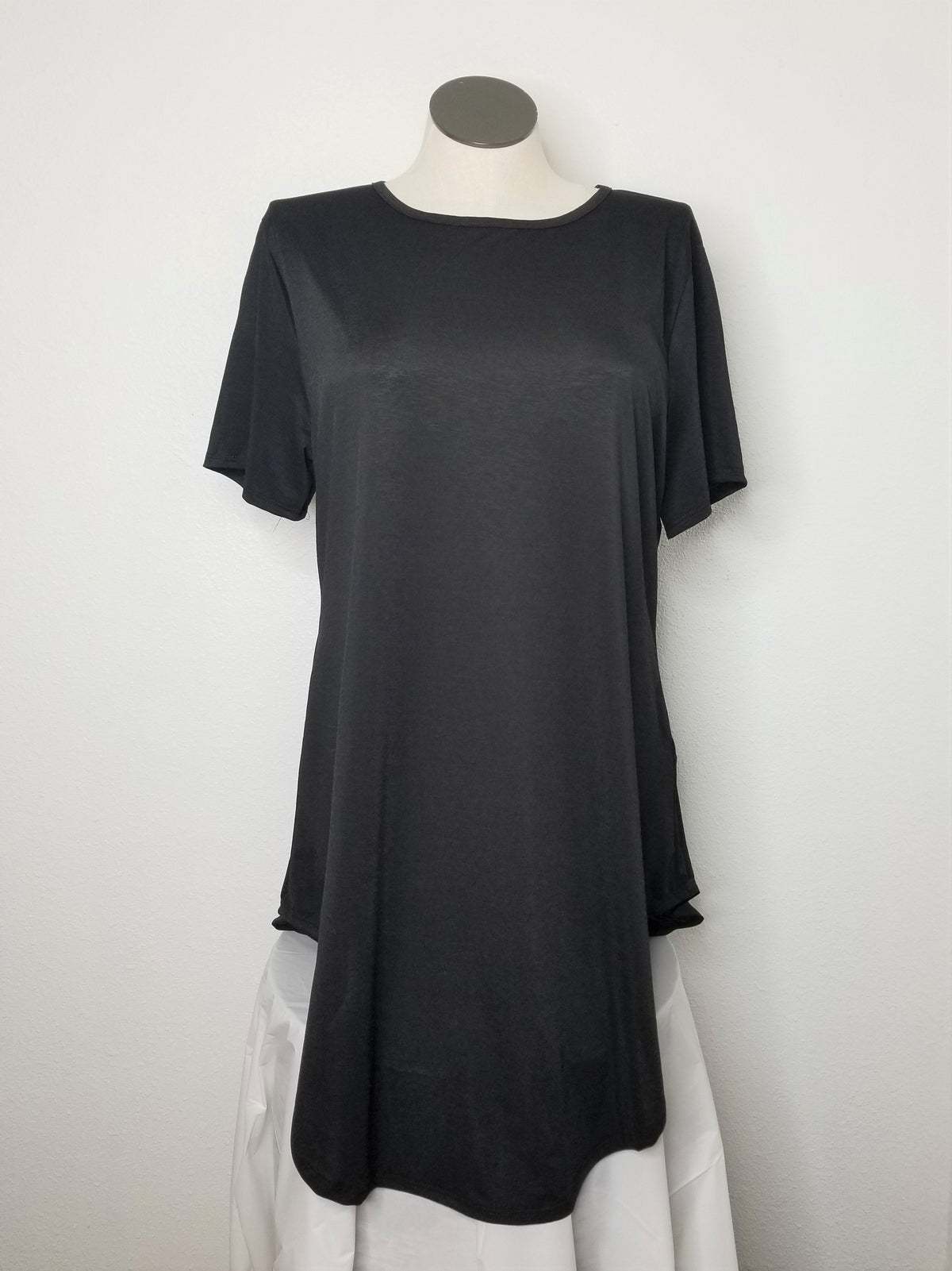 Black Short Sleeve Boyfriend Tunic