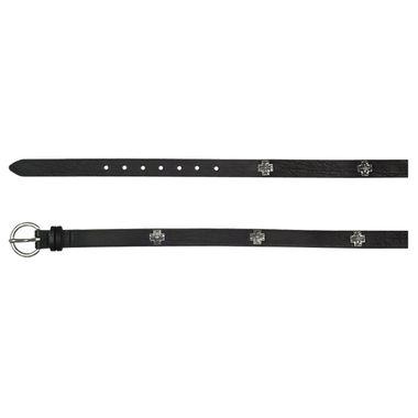 CATCHFLY LADIES BELT BLACK SILVER CROSSES. - The Fringe Spa'Tique