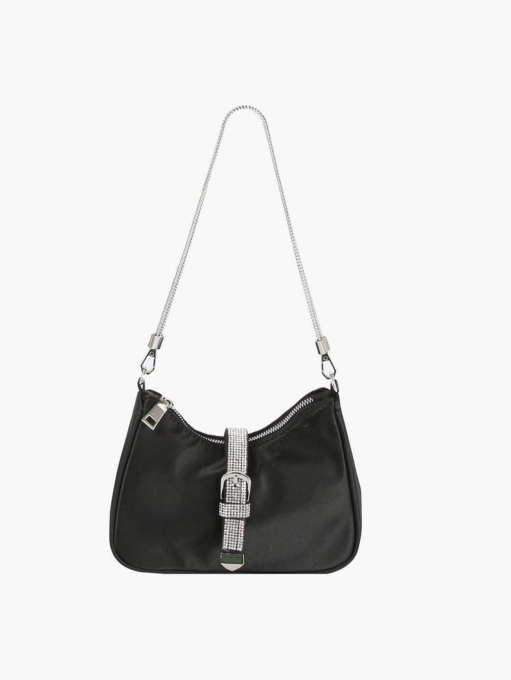 Handbag Factory Corp - Rhinestone Buckle Hobo Handbag: PURPLE