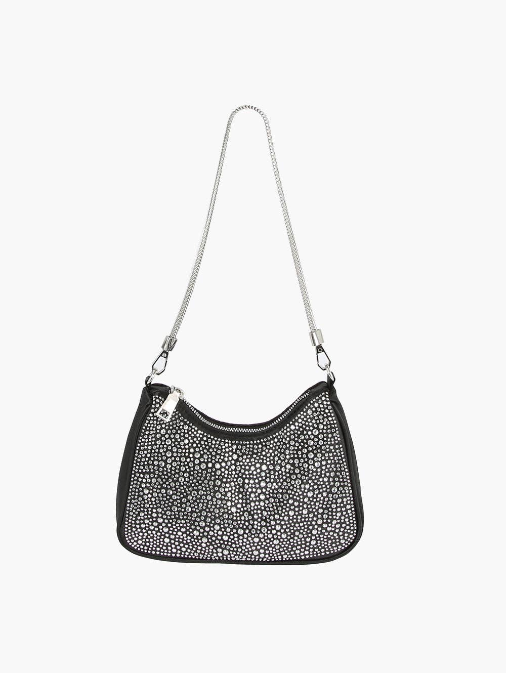 Handbag Factory Corp - Rhinestone Sparkler Hobo Handbag: BLACK