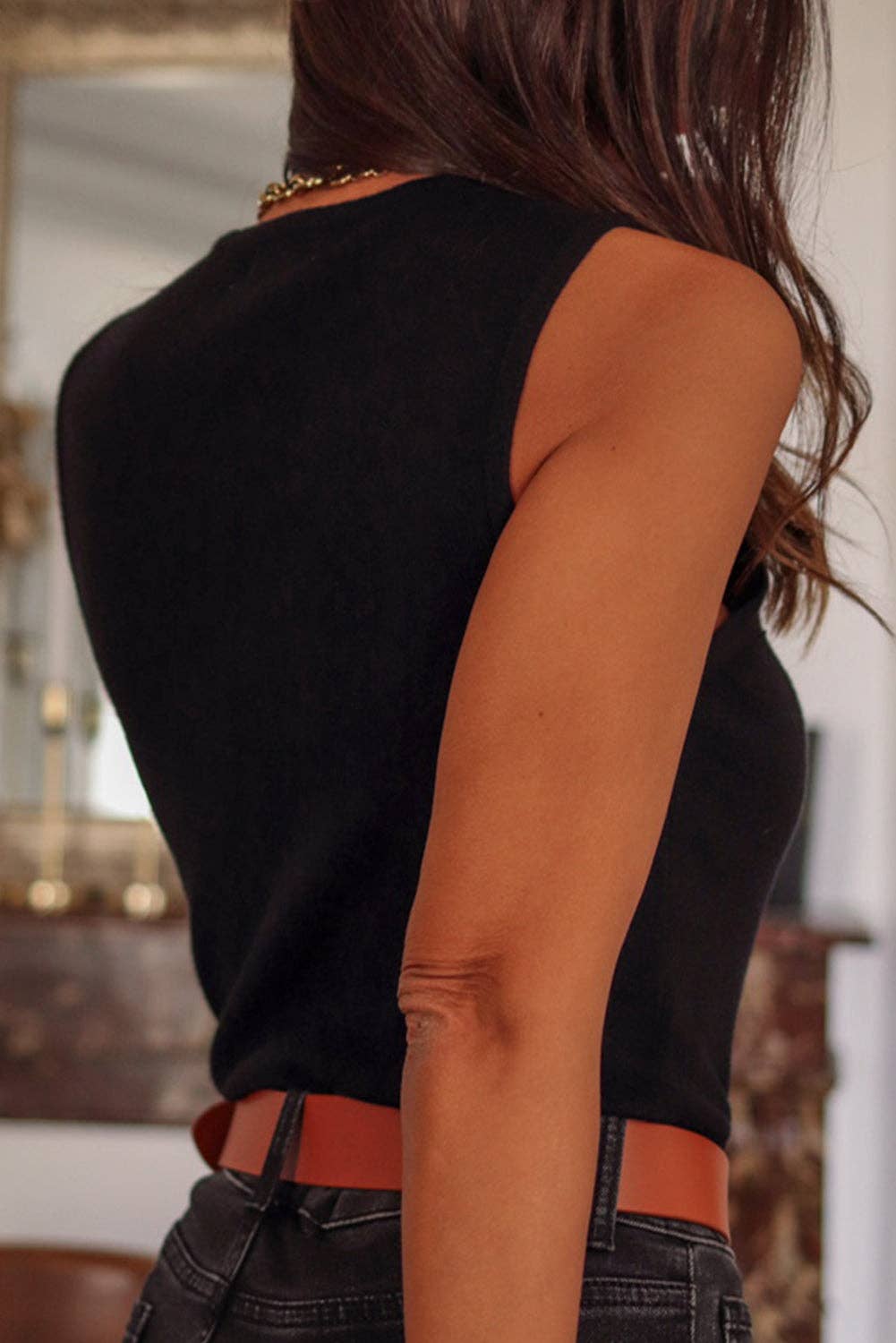 FULL TIME PURCHASE - Mesh Patchwork Sleeveless Bodysuit: XL / Black