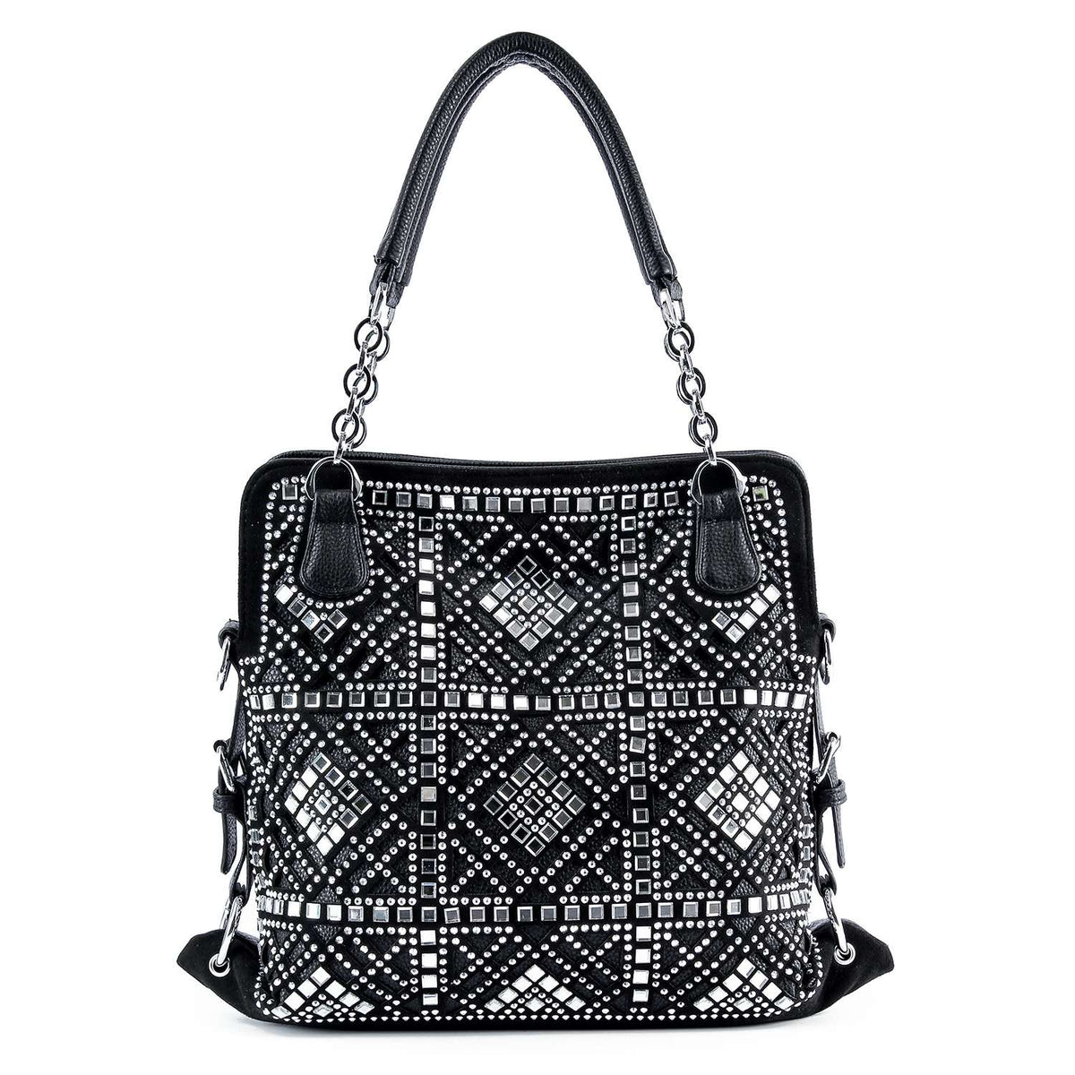 Handbag Factory Corp - Dazzling Rhinestone Fashion Handbag: Black / ONE SIZE
