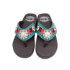 Aztec Embroidered Wedge Flip-Flop - The Fringe Spa'Tique