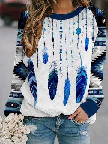Aztec Geometric Ethnic Feather Sweater - The Fringe Spa'Tique