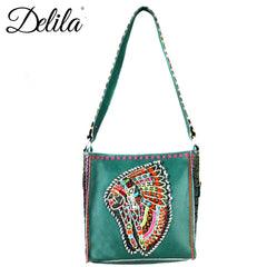 Delila 100% Genuine Leather Hand Embroidered Collection Mini Tote - The Fringe Spa'Tique