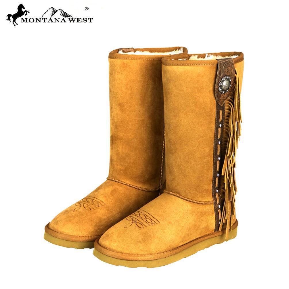 Camel Fringe Boots with Concho - The Fringe Spa'Tique