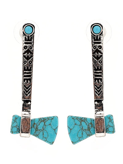Aztec Monumental Axe Post Earrings