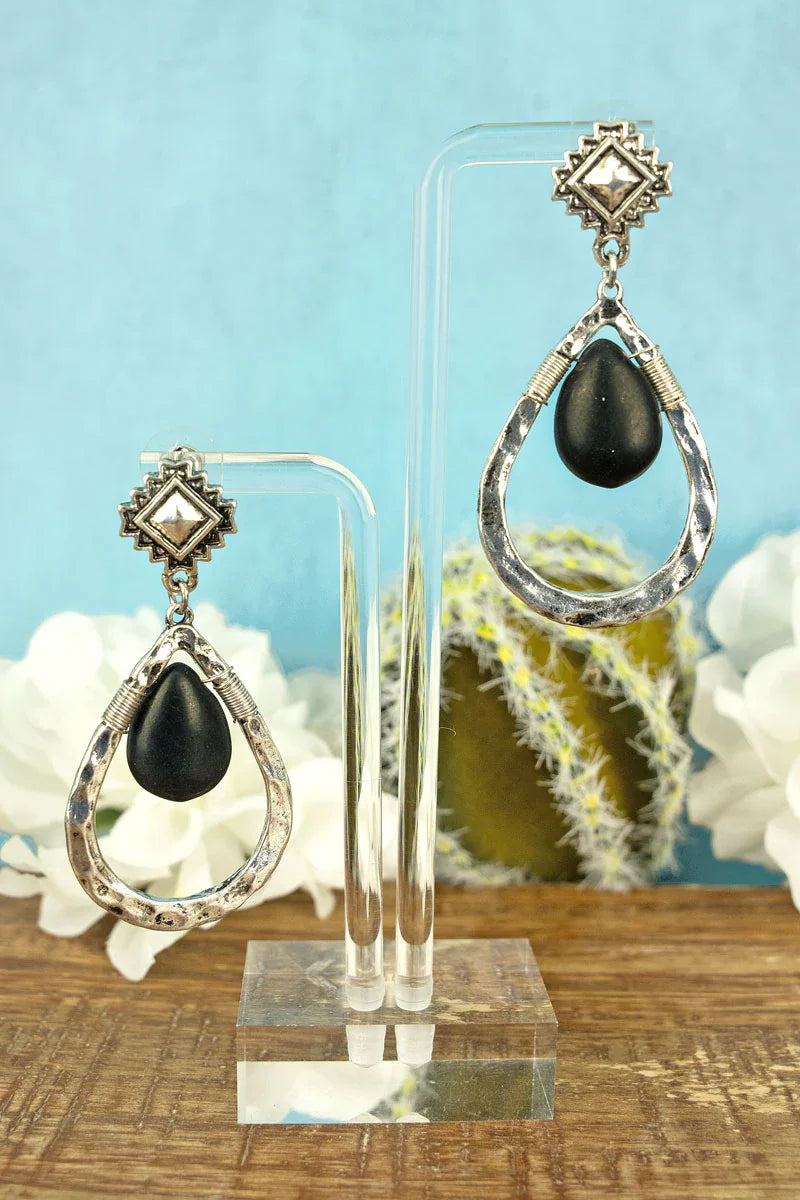 Black Teardrop Earrings - The Fringe Spa'Tique