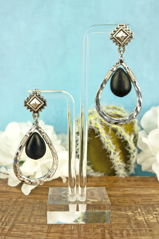 Black Teardrop Earrings - The Fringe Spa'Tique