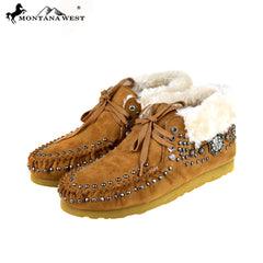 Montana West Western Style Studded Design Moccasins - The Fringe Spa'Tique