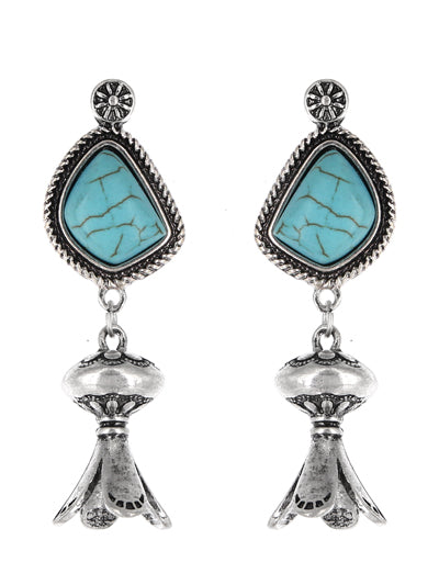 Squash Blossom Turquoise Earrings