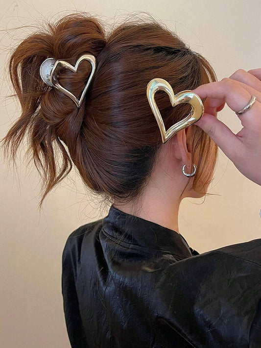 42POPS - Metal heart hair clip (assorted): Goldsilver-164193 / OS