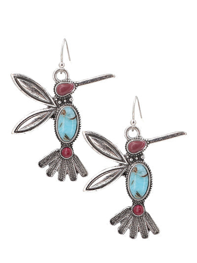 Hand Craft Stone Bird Earrings