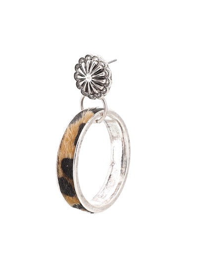 Leopard with Hand Stone Hoop Earring