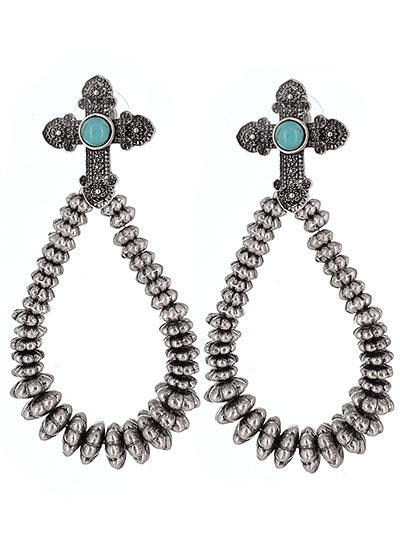 Tailored Cross Semi Stone Earring