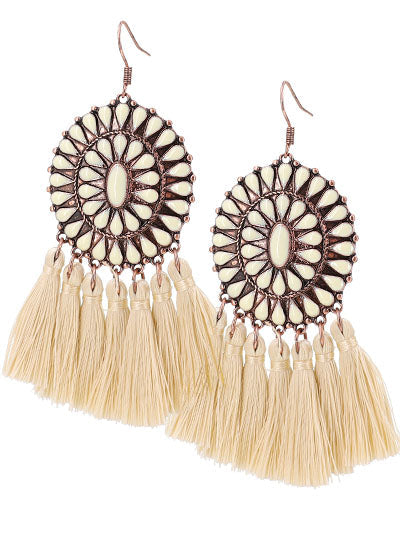 Concho With Tassel Earring