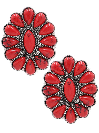 SIlver Tone Stone Stud Earrings