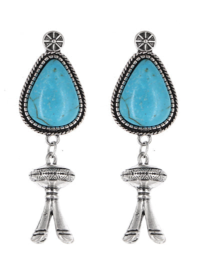 Squash Blossom Turquoise Earrings