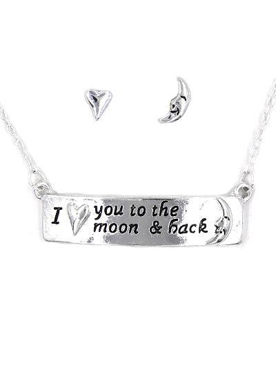 "I love you to the moon" Earrings & Necklace - The Fringe Spa'Tique